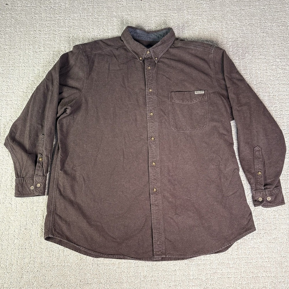 Vintage Mens Woolrich Thick Cotton Brown Button Down Hunting Shirt Sz 2XL - Picture 1 of 7